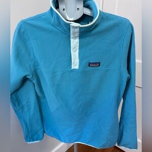 Patagonia Light Blue Fleece Jacket, 1/4 snap popover